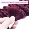 Burgundy Braiding Hair 100g Deep Wave 2 Bundle Bulk Human Hair for Braiding Deep Curly 100% Remy Human Hair Extensions for Boho Curly Wave Braids 99J Red Braiding Hair (99J, 22 Inch)