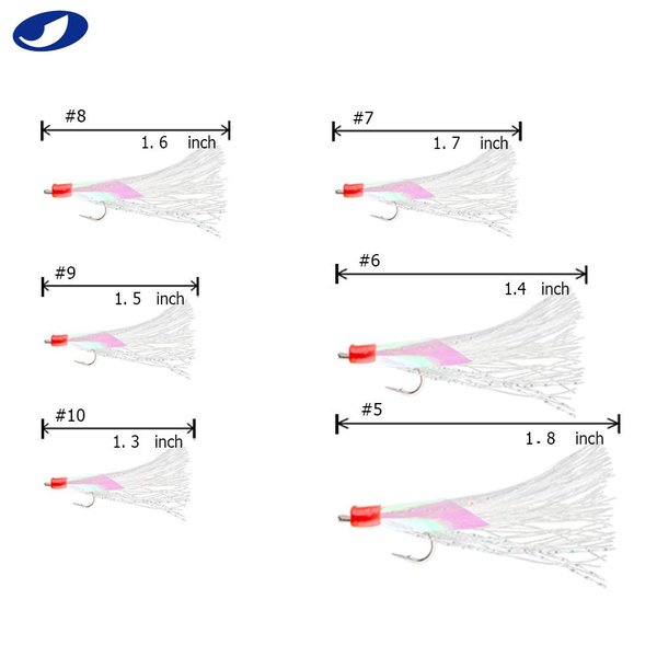 20 Packs Fishing Rigs 6 Hook/Set Rainbow Skin Silk String Hook Fishing Lure Saltwater Freshwater Bait Rig Tackle 5#6#7#8#9#10# (10#-20 Packs)