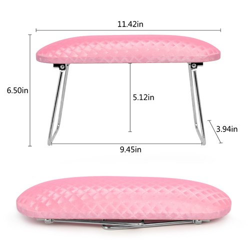 krofaue Nail Arm Rest,Professional Microfiber Leather Nail Hand Rest Stand Arm Rest for Acrylic Nails Cushion Hand Holder with Non-slip - Nail Technician Use Must Have（Pink）