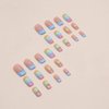 BABALAL Rainbow Press on Nails Medium Square Fake Nails Blue French Tip Glue on Nails 24Pcs Squoval Acrylic Nails Heart Love Cute Valentines Day Stick on Nails for Women and Girls