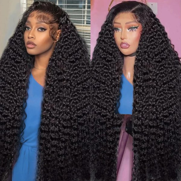 13x4 Deep Wave Lace Front Wigs Human Hair 200% Density Pre Plucked Curly Human Hair Wig 13x4 HD Transparent Lace Frontal Wigs Human Hair Glueless Wigs for Black Women 30 Inch