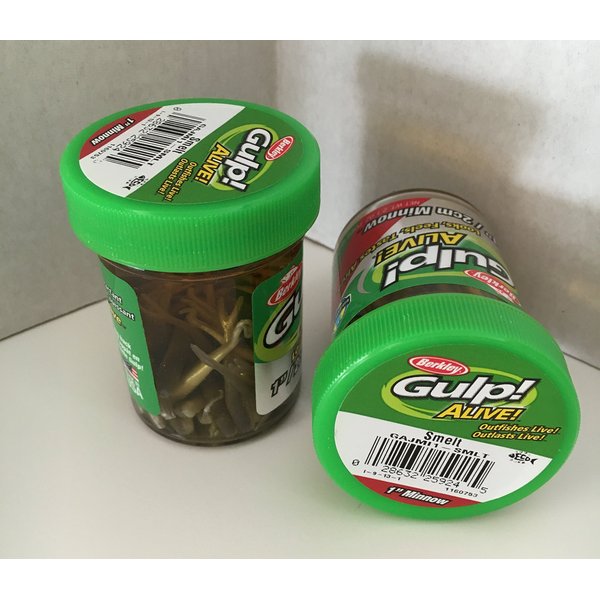 Gulp Bait 1 INCH Smelt Minnow 2 jar Bundle Berkley gulp Alive Perch Minnows ice Fishing Bait Panfish Minnows