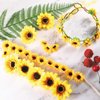 16 Pieces Sunflower Hair Accessories Sunflower Crown Including 6 Pieces Sunflower Headbands, 2 Pieces Sunflower Hair Clips, 8 Pieces Sunflower Hairpins for Women and Girls
