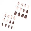 ANDGING Brown Press on Nails Almond French Tip Fake Nails with Glue Acrylic Glue on Nails with Designs ombre Natural Manicure False Nail for Women Gel Stick ons Nails for Wedding Birthday KDLA88