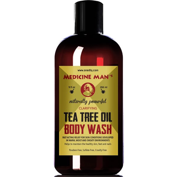 OneDTQ Medicine Man’s Tea Tree Oil Body Wash For Sweaty, Itchy, Scaly Skin; Clogged Pores And More, Natural 9 Oz Liquid Soap
