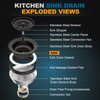 BOTEMY B9173 Kitchen Sink Drain Assembly 3-1/2 inch with Removable Sink Strainer Basket/Stopper 304 Stainless Steel (Oil Rubber Bronze)