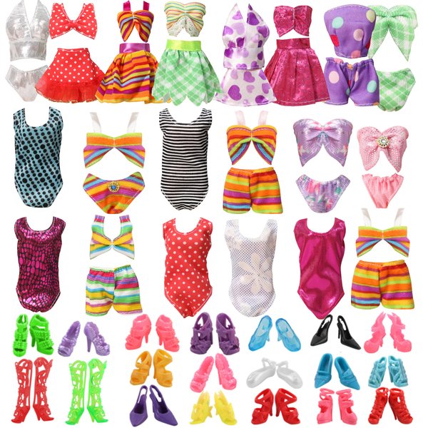 Generic 70Pcs Doll Clothes and Accessories, 20 Bikini Swimsuits Fashion Dresses 50 Shoes for 11.5 inch Doll Christmas Stocking Stuffers Girls Birthday Gifts for Kids Age 5-7 8-10