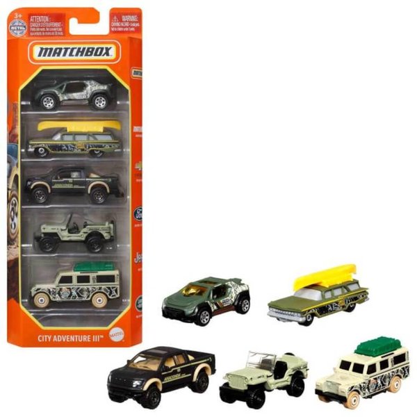 Matchbox 5-Pack of 1:64 Scale Vehicles, 5 Toy Car Collection of Real-World Replicas for Kids 3 Years Old & Up [Styles May Vary]