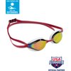 ARENA Python Racing Swim Goggles for Men and Women, UV Protection, Anti-Fog, Dual Strap, Mirror Lens, Copper/White/Red Wine
