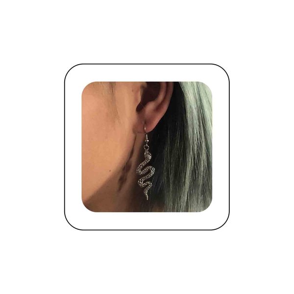 Sttiafay Punk Snake Drop Earrings Silver Snake Stud Earrings Gothic Animal Snake Earrings Long Serpent Hook Earrings Jewelry for Women