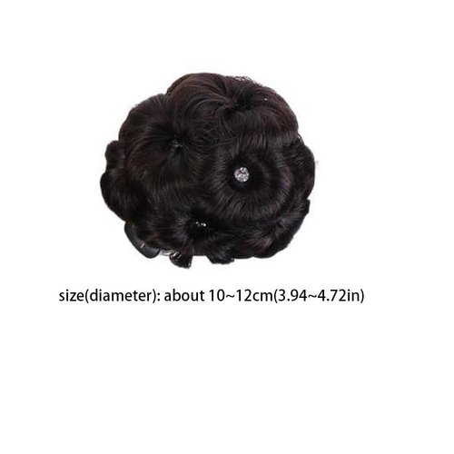 Kopida Bud Bun Hair Pieces for Women Girl, Hair Bun Extension Bun Scrunchie Vintage Fake Hair Natural Flowers Hair Claw with Rhinestone