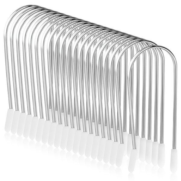 Vin Beauty 20 Pieces Hot Curler Clips Replacement, Stainless Steel Hair Roller Pins for Long Hair, J-Shaped Design Fit 1 1/2 Inches Hot Rollers, 20 PCS
