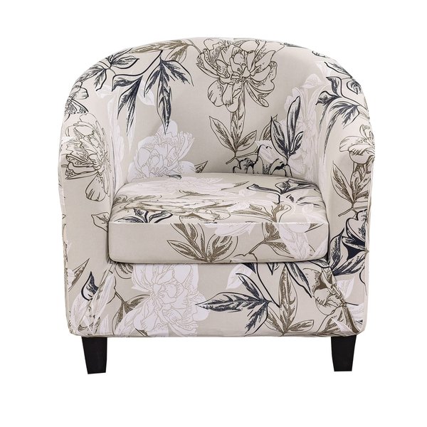 KRFOONN Club Chair Slipcover 2 Piece Stretch Printed Round Barrel Chair Covers Removable Tub Chair Slipcover with Elastic Bottom Chair Coverings Furniture Protector Cover for Living Room, A2