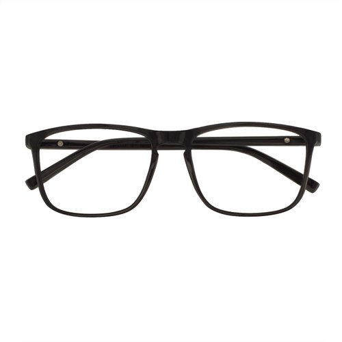 OCCI CHIARI Reading Glasses Men's Rectangle Reader Durable Spring Hinge (Bright Black, 1.00)