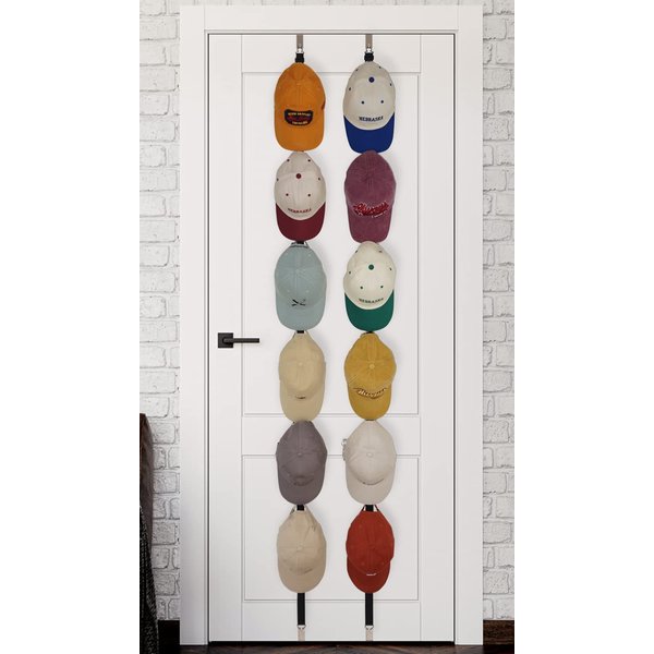 ETOWIFA Hat Organizer Rack for Baseball Caps [Up to 36 Hats] Hat Display Storage Over The Door/Closet/Wall, Hat Hanger with 2 Durable Straps & 12 Hooks, Space-Saving Room/Dorms Organization
