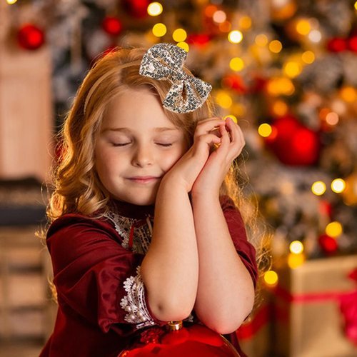 AMYDECOR Love Fairy 4.3-Inch Sparkly Sequin Bow Tie Headbands - Boutique Ribbon Bows for Girls, Kids, and Women (Gold)