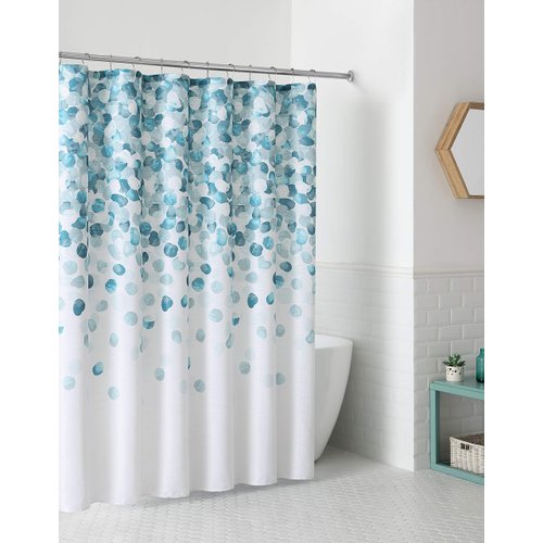 Serafina Home Mineral Blue Teal Modern Fabric Shower Curtain for Bathroom: Cascading Water Splash Pattern of Turquoise, Aqua, and White