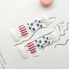 Independence Day Square Press on Nails Medium Fake Nails with Line Designs Red White Full Cover Acrylic Nails 4th of July Artificial Blue Star Nails for Women Girl 24 Pcs