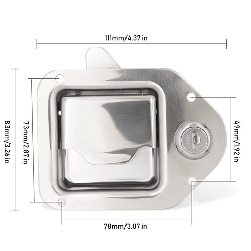 Tool Box Replacement Latch,2 stainless steel Truck Tool Box Latch Paddle Lock Replacement Handle 4-3/8inch x 3-1/4inch Paddle Key