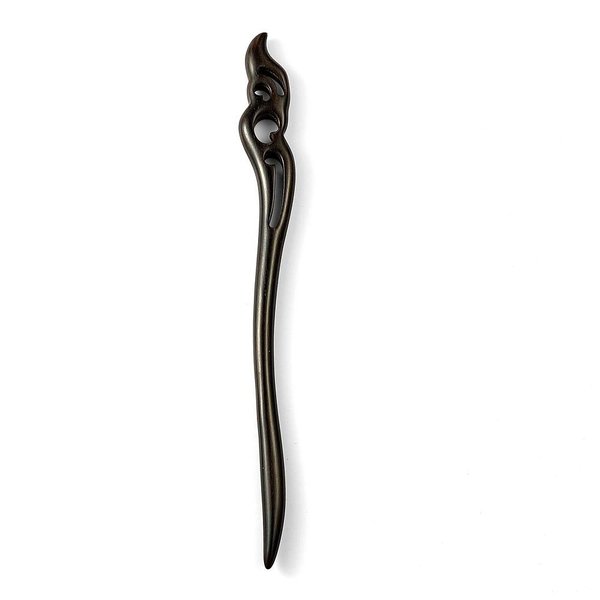 Liasun Classical Handmade Carved Hair Sticks-Natural Black Sandalwood(ebony) Hair Styling Pins Chopsticks for Hair Updo Making Accessory-7 Inches Long (Hook Moon)