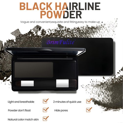 BRIMFULITE Root Touch Up Hair Color Quick Covering Hair Powder for Men and Women Stain-proof Windproof Gray Hair Cover Up for Eyebrows & Beard 0.28 oz (Black)