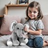 Mikee Fluffie Elephant Stuffed Animals Soft Plush Toy for Girls Boys,12" Grey Soft Huggable Gifts for Birthday Christmas Easter Stuffed Animals for Kids