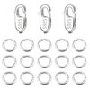 925 Sterling Silver Jewelry Making Lobster Claw 10mm, 23PCS Italian Rectangle Trigger Clasps with Open Jump Rings Set, Small Necklaces Bracelet Connector Clasp Supplies Silver Jewelry Finding Set
