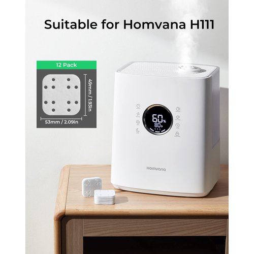 Homvana 12 Pieces Humidifier Filter Pads Mineral Absorption Pad for Warm Mist Humidifier H111 and H111S