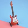 Wooden Miniature Guitar, Miniature Ornaments Guitar Decoration Mini Electric Guitar with Stand Decorative Dollhouse Accessories Mini Musical Ornaments (Red)