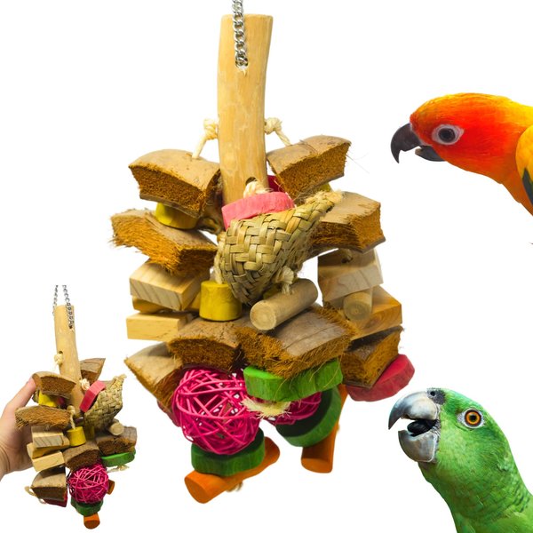 Bonka Bird Toys 2699 Medium Natural Wonder Cluster Chew Shred Forage Parrot Cage Toy, Amazon, African Grey, Macaw, and Similar Breed Sizes