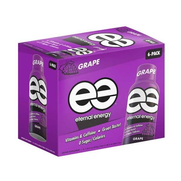 Eternal Energy Premium Energy Shot (Grape, 6 count, Pack of 6)