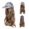 SUNBORRY Women's Wig Hats with Wavy Hair Extensions, Baseball Cap with Hair Attached, 20 Inch (Blue Hat-STAR-18T Dark Ash Blonde)