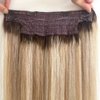 Dirty Blonde Hair Extensions,18Inch Wire Hair Extensions, Fish Line Hair Extensions Wire Hair, 80g Balayage Ash Brown to Dirty Blonde and Platinum Blonde Highlights Hairpiece Flip in Wire Hair Extensions with Invisible Fish Line