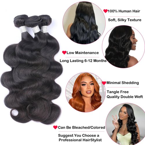 SilkSleek 12A Body Wave Bundles Human Hair 12 14 16 Inch 100% Unprocessed Brazilian Virgin Human Hair Quick Weave Bundles Glossy Hair Body Wave 3 Bundles Deals Raw Human Hair Extensions for Women