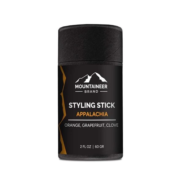 Mountaineer Brand Styling Stick | 100% Natural Beard Conditioner for Men | Hydrate, Tame Wiry Hair | Firm Hold for Easy Styling | Orange, Grapefruit, Clove Essential Oils | Citrus & Spice Scent 2oz
