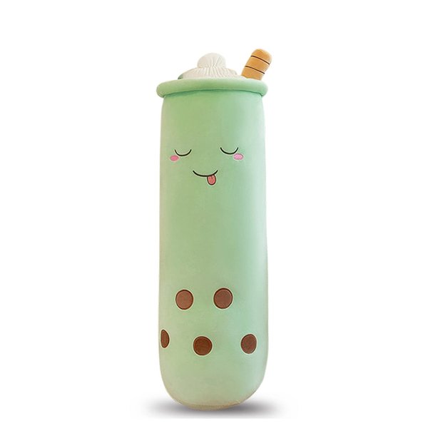 Rexinc Cute Plushies Boba Plush Boba Plushie Long Plush Pillow Bubble Tea Stuffed Animal Gift for Kids Adults (Green Boba Plush,16 Inch)