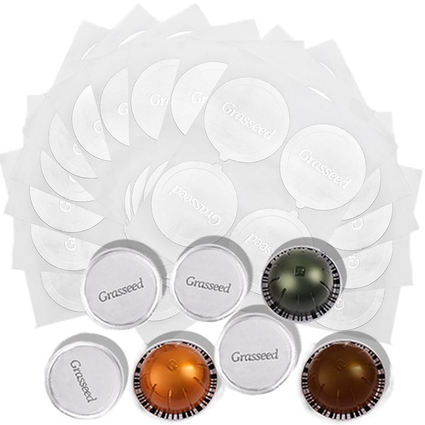 Grasseed Aluminum Foils Lids to Reuse Coffee Pod Compatible with Nespresso VertuoLine Capsule - 200 Pcs