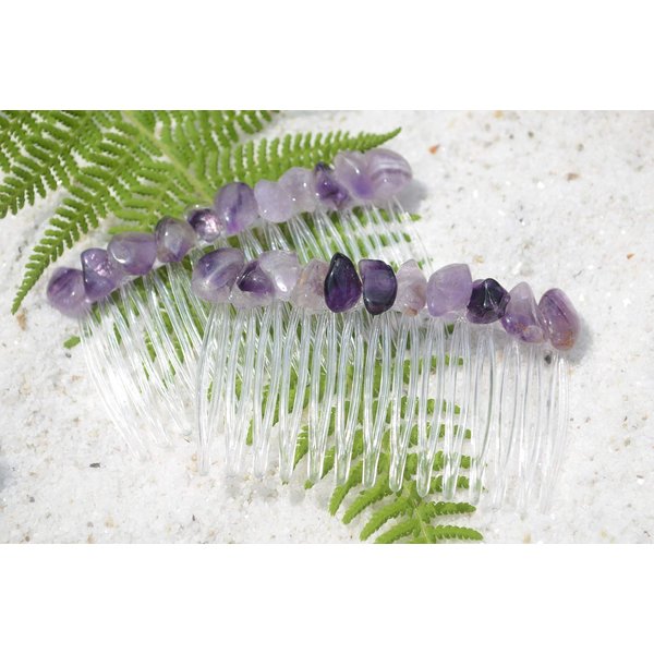 Amethsyst Stone Hair Combs (QTY of 2)