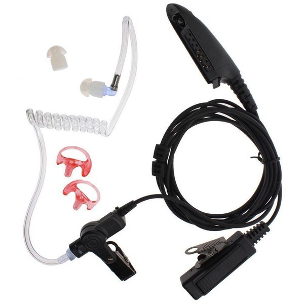 2 Wire Acoustic Tube Earpiece Mic Compatible with Motorola Ht750 Ht1250 HT1250LS HT1550 HT1550XLS GP140 GP240 GP280 GP328 GP330 GP340 GP360 GP380 GP540 GP580 GP640 GP680 Two-Way Radio Headse Black