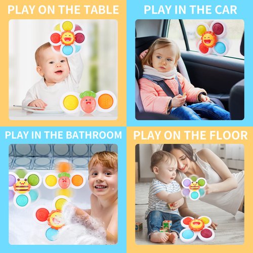 LZZAPJ Sensory Toys for Toddlers 1-3, Suction Cup Spinning Top Toy, Baby Gifts Idea for Boy Girl Toddler