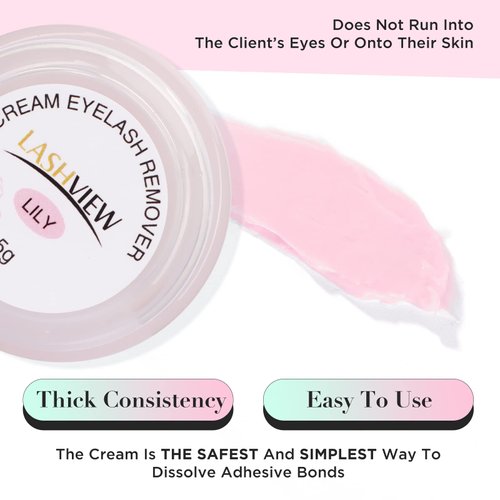 LASHVIEW Eyelash Extension Remover Cream, Special LILY Flavor Cream, Lash Extension Remover Cream Low Irritation Cream for Sensitive Skin Professional Eyelash Extensions Dissolves for Salon,5g