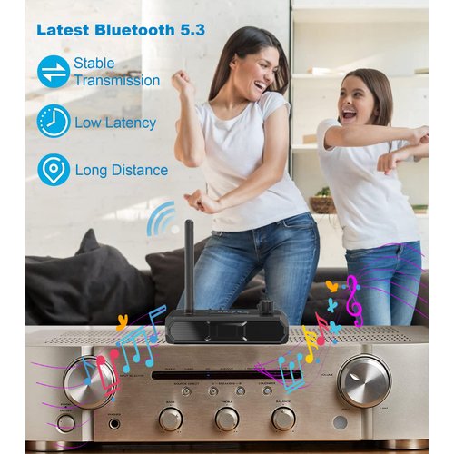 KAIY Bluetooth 5.3 Receiver for Home Stereo, Low Latency & HD Bluetooth Music Audio Adapter for Speakers/Wired Speakers/Home Music Streaming Stereo System, Support Optical RCA AUX 3.5mm