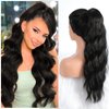Aida ble Drawstring Ponytail Extension 24 Inch Pony Tails Hair Extensions Long Curly Wavy Black Ponytail Hair Extension Natural Synthetic Ponytail Hair Pieces for Women (Black)
