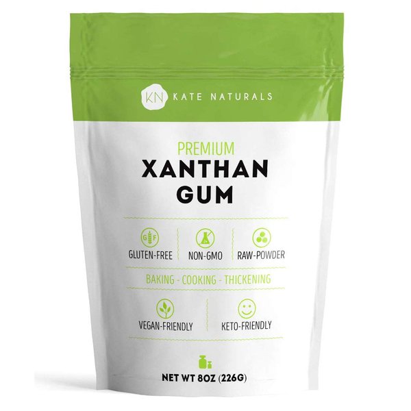 Kate Naturals Xanthan Gum for Baking Keto & Thickening Sauces (8oz). 100% Natural, Non-GMO., Xanthan Gum Gluten Free for Keto Products & Cosmetics. Food Thickener like Guar Gum Powder.