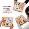 Play Forward Montessori Light Switch Toy for Toddlers — Interactive Busy Board with LED Light—Your Kids On-the-Go Sensory Toy for an Easy, Screen-Free Play Experience, Wooden Busy Board for 18+ Months