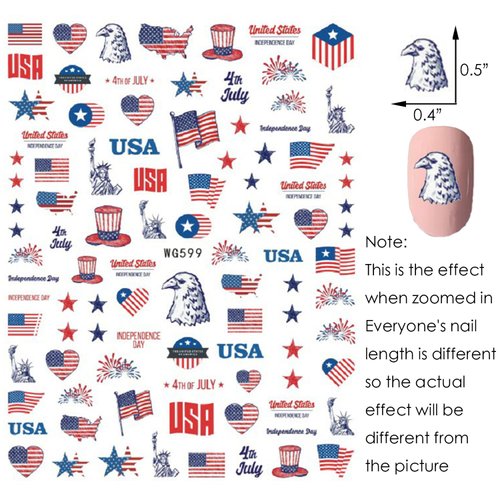 Patriotic Veterans Day Nail Art Stickers Decals, Nail Stickers for Nail Art Design Holiday Decoration Accessories for Women Girls Kids 3D Self-Adhesive