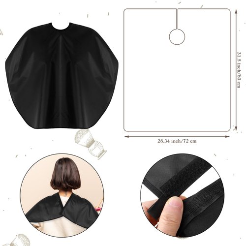 Professional Short Barber Cape, Waterproof Nylon Salon Hair Cutting Cape, Hair Dye Salon Cape for Unisex, Makeup Apron for Hair Color, Comb-out, Styling, Apparel, Shampoo and More (Black)