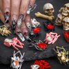 LRKNNO Halloween Nail Charms 3D Alloy Spider Nail Charms Gold Silver Red Pink Black Spider Nail Gems Jewelry Spider Nail Rhinestones Design Halloween Charms for Acrylic Nails DIY Nail Decoration 12Pcs