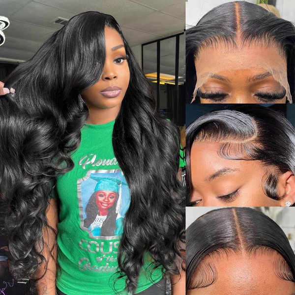 soeyrkke 13x6 Lace Front Wigs Human Hair Pre Plucked Body Wave Wigs for Women 200% Density 13x6 HD Lace Frontal Human Hair Wigs Bleached Knots with Baby Hair 26inch