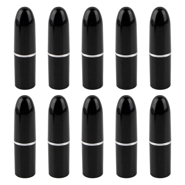 AUEAR, Empty Lip Balm Lipstick Tubes Container Bullet Shape for Lipstick Lip Balm DIY (Black, 10 Pack)